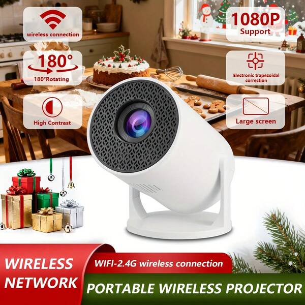 White Portable Mini Projector, Smart Projector, Multimedia Presentation Equipment, Native Resolution 1280 * 720P, Supports 4K Decoding - Android 11, 5G Wireless Local Area Network 6, BT 5.0, Keystone 260 ANSI, Automatic Correction, 180° Rotation, Suitable For Home Theater, Travel, Camping, Office, Etc. The Perfect Gift For Halloween, Christmas And Birthday, Movie Night, A High-Quality And Businessperson's Choice.