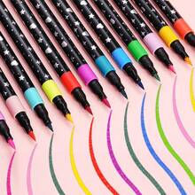 Set da 12/24/36/48 gessetti glitterati a doppia testina e doppio colore, marcatori fluorescenti, set di pennelli ad acquerello, versione standard, penne ad acquerello, set di pennarelli acrilici, regalo ideale per Natale, Capodanno e San Valentino, apri una nuova esperienza di creazione artistica luminosa - Multicolore - Visualizzare 11