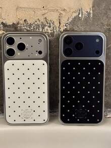 Vintage Y2K Polka Dot Star Soft Silvery Edge Epoxy Phone Case Compatible With IPhone 17 Promax 17 Pro 17 16 Pro Max 16 Pro 16 15 Pro Max 15 Pro Max 15 Pro 15 Pro Max 14 Pro 13 12 Pro Max 11 Stylish Glossy Shockproof Soft Back Gift Christmas Gifts - Black Background With Stars - View 6