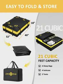 Cesta de Techo Universal 163x99 cm Capacidad 91 kg con Bolsa de Equipaje Impermeable 21 Pies Cúbicos para SUV Camionetas Vehículos - Negro - Ver 7