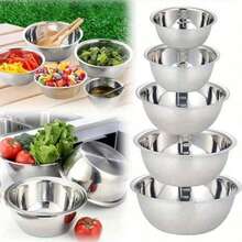 Juego de 5 piezas de tazones de acero inoxidable para mezclar, para almacenamiento de alimentos, preparación de comidas, ensaladas, etc., utensilios de cocina, accesorios de cocina