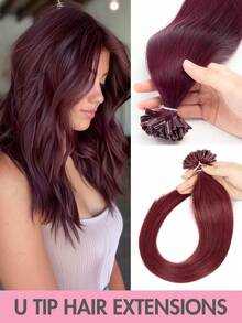 U型接发，真人发接发，12-22英寸直发，金色真人发，易于佩戴，U型接发，女士圣诞节礼物 - 彩色 - 查看 36