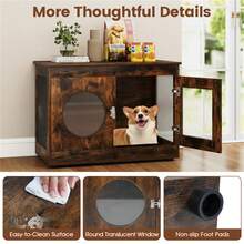 2-In-1 Dog Crate End Table - Rustic Brown, 88lbs Capacity, Farmhouse Style, 32.5"X18.5"X23.5" - 棕色 - 查看 10