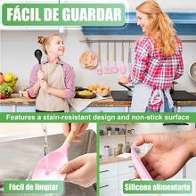 19 Set Utensilios De Cocina Silicon, Utensilios Reposteria Con Mango De Madera Sin BPA Con Espátulas Silicona, Batidor, Cucharas Para Cocinar, Cuchillos Cocina, Tarjas, Tablas Para Picar Y Estante De Almacenamiento - Rosa - Ver 7