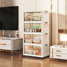 Estante plegable multicapa para el hogar, armario de plástico para snacks, armario para juguetes infantiles - Transparente - Ver 4