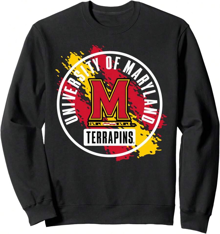 Maryland Terrapins Retro Paint Black Officially Licensed Sweatshirt - 黑色 - 查看 1