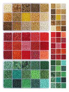 3 Boxes 15-Compartment Decorated Seed Beads Tubes, For DIY Craft Bracelets Necklaces Jewelry Making, Christmas Gift (Golden+Red+Green) - Golden+Red+Green - View 8
