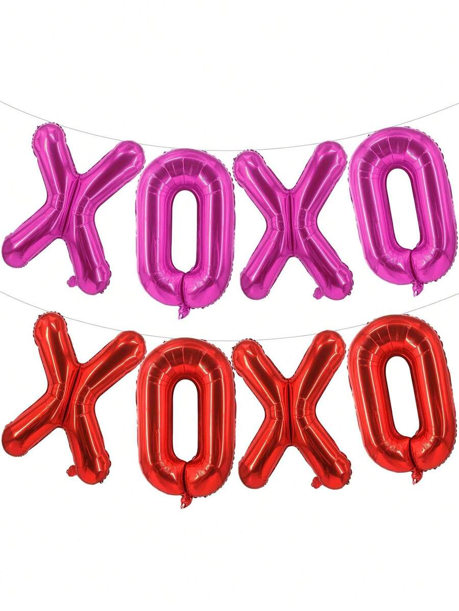 Red XOXO Balloons Pink XOXO Balloons Valentines Day Decorations For For Valentines Day Bridal Shower Wedding Romantic Special Night Party Supplies Decorations - Multicolor - View 1