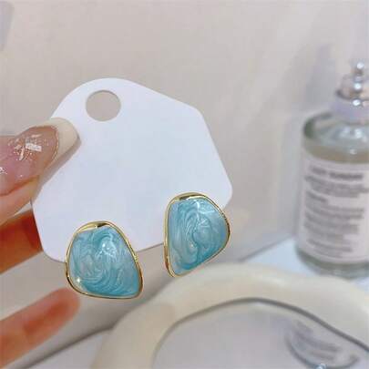 1 Pair Elegant Teardrop Stud Earrings, Suitable For Women's Daily Wear