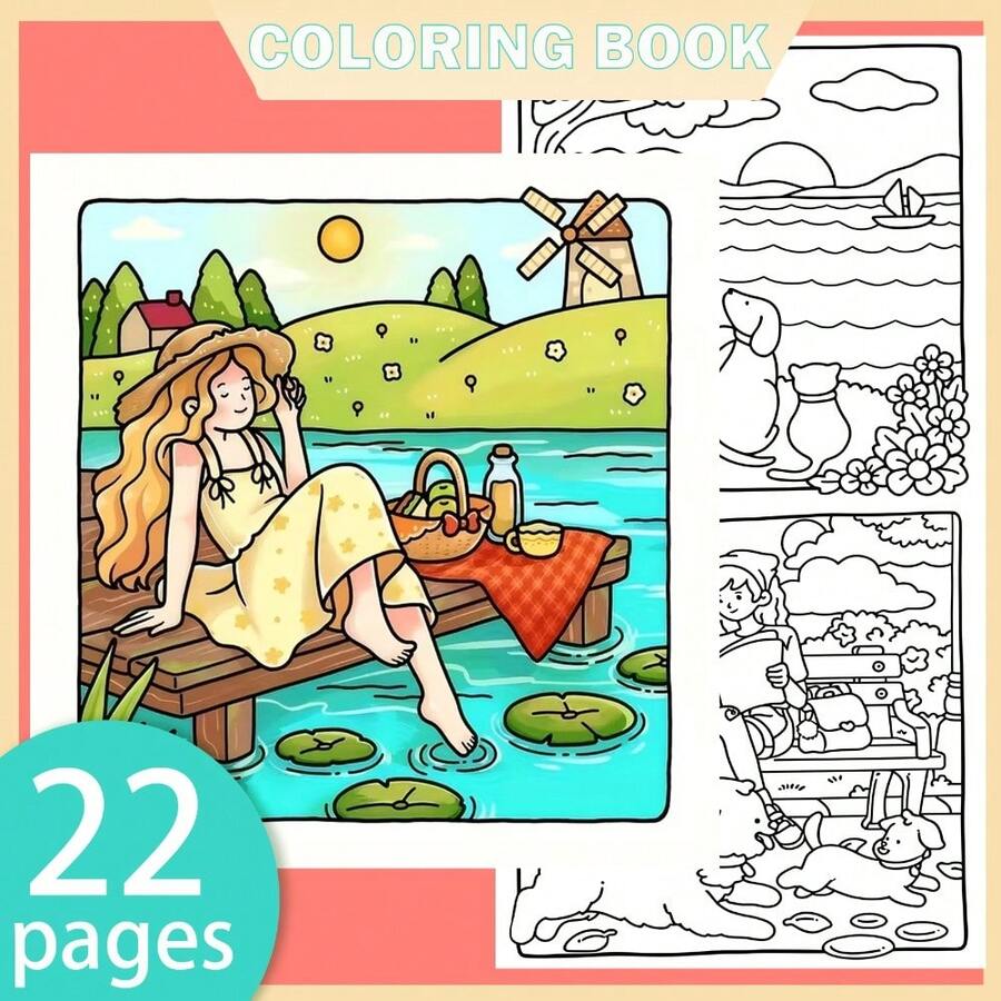 [NEW Girl Moment Coloring Book] 1pc Original Coloring Book , 22 Pages Single-Sided Printing, Clear Lines And Exquisite Patterns, Ideal For Relaxation | Perfect Gift For New Year, Valentine's Day, Christmas, Birthdays, School Holidays, Perfect For Adults & Teens & Child - Multicolor - View 1