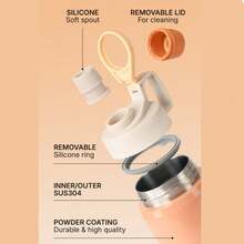 TYESO 900ML (30OZ) Vacuum Insulated Water Bottle With Carrying Handle, Iridescent Colors. Stainless Steel Coffee Cup With Straw, Thermal Bottle, Thermal Cup, 100% Leak-Proof, Keeps Temperature For 24 Hours For Hot/Cold Drinks Or 10 Hours For Hot Drinks. Suitable For Water, Iced Tea, Coffee, Smoothies And Other Beverages. An Ideal Choice For Festive Or Birthday Gifts. - Roxo - 查看 7