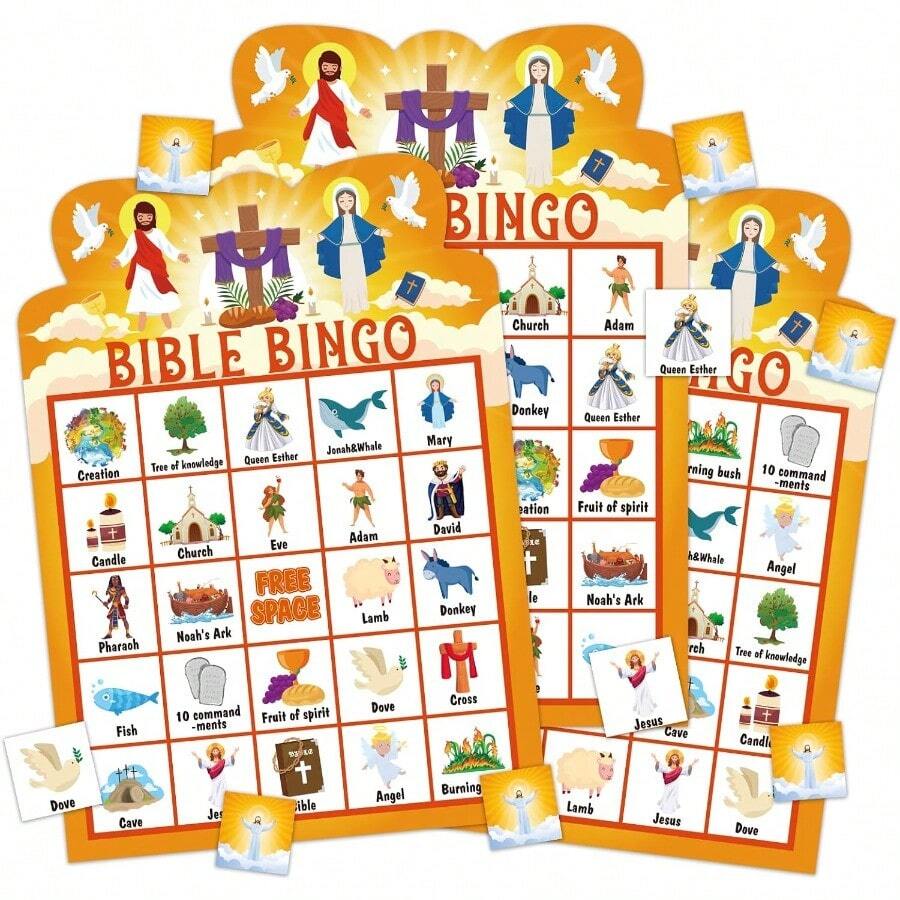 CZ Bible Bingo Game Cards For 26 Players For Adults Vacation Bible School Christian Sunday Church Religous Activities Open Day Party Supplies 7547 - A01 - 查看 1
