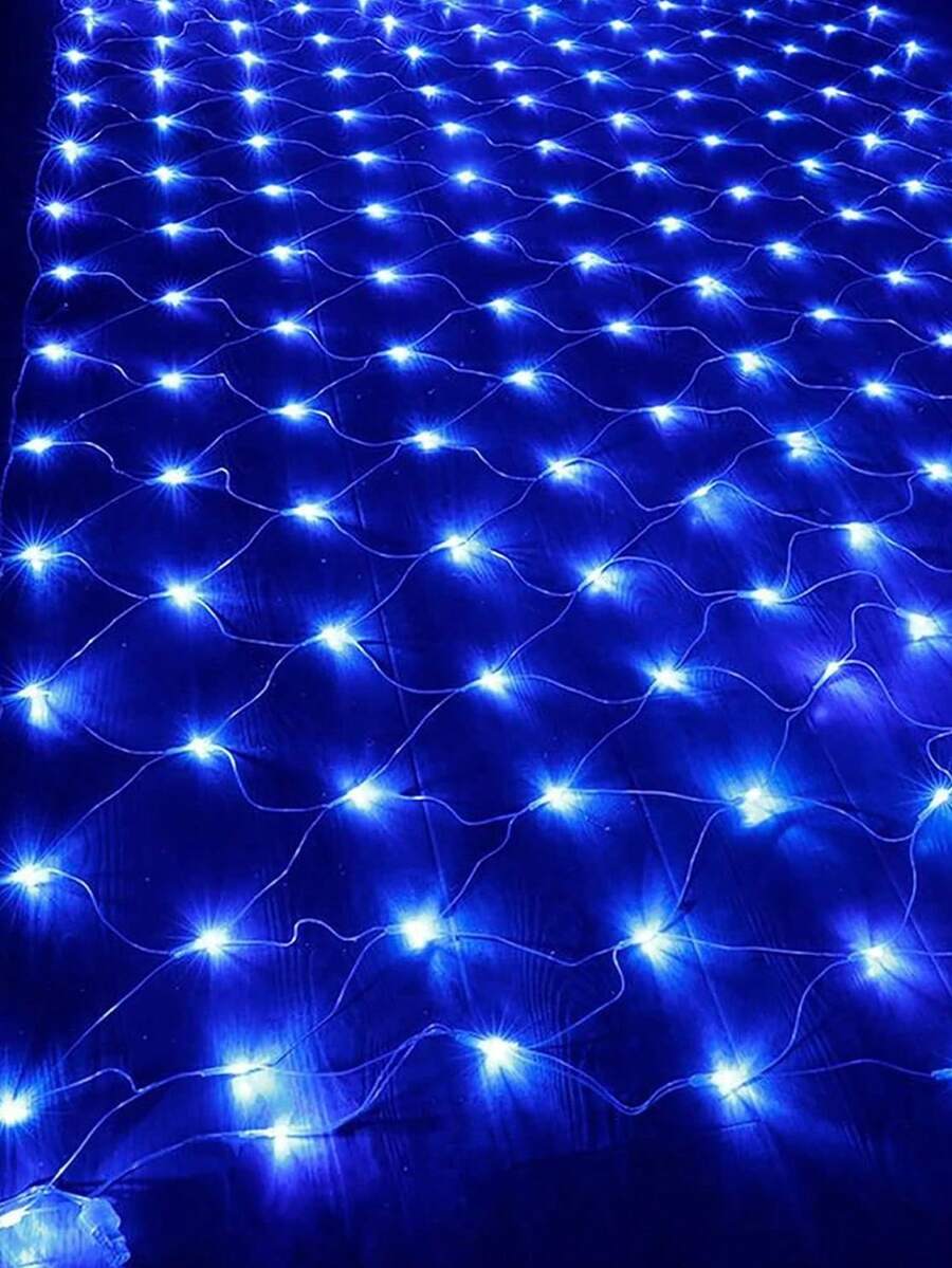 Serie Navideña 320 Luces Tipo Red, Luces Led de Navidad Red Malla Cortina 1.8Mx2M - Azul - Ver 1