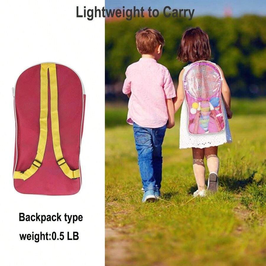 Rackets For Children,12 In 1 Shuttlecocks Racquet Sports Set W/Lightweight Carrying Bag For Kids Professionals B... - Pink - View 1