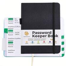 Libro de contraseñas A6 con pestañas alfabetizadas, cuaderno de tapa dura - Organizador de inicios de sesión de Internet y direcciones - Negro - Ver 7