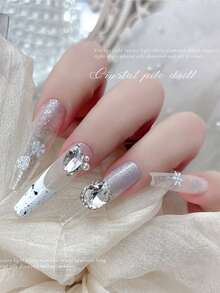 10pcs Clear Completed Rhinestones, High-End Handmade Rhinestone Balls, Sparkling Full Diamond Large Rectangular Nail Art Decorations, Nail Jewelry Accessories, Rhinestones And Decorations, Nail Art Supplies, Decorative Parts - Multicolor - View 7