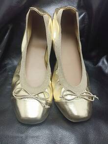 Square-Toed Portable Shoe - vàng nhạt - Xem 5