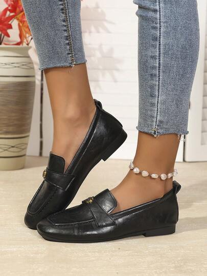 2025 New Vintage Soft Leather Flat Loafers For Women, French Slip-On Lightweight Soft Sole Casual Penny Loafers