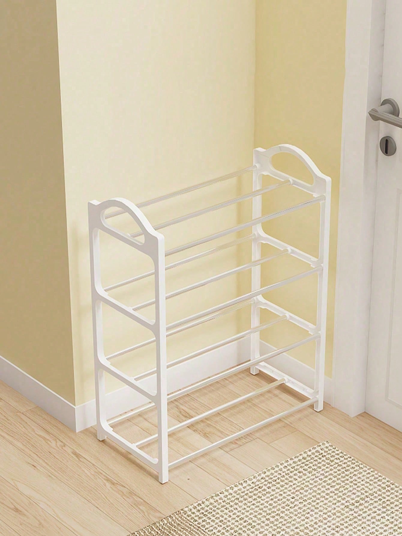 رف أحذية من 4 طبقات باللونين الأسود والأبيض، قطعة...