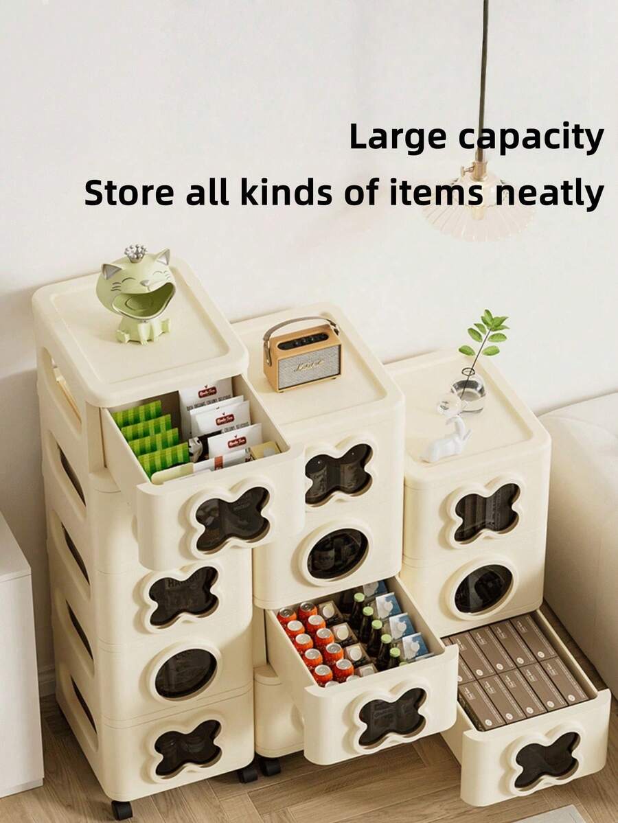 Toy Storage Organizer Large Capacity 3/4/5-Tier Foldable Plastic Drawer Rolling Storage Cart - Easy-Install Bookshelf, Durable Bedroom Furniture & Practical Room Décor With Lockable Casters For Kids Room Playroom Bedroom And More