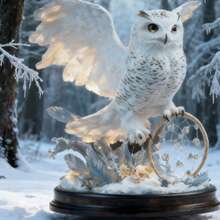 Captivating Winter Owl Dreamcatcher Acrylic Desktop Display - Ideal Gift For Home And Office Decor With Stand - Multicolor - View 4