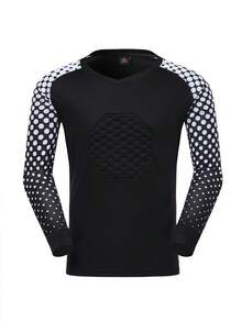 2pcs/Set Soccer Goalkeeper Jersey With Elbow Pads, Suitable For Running, Training, Matches, Long Sleeve Breathable Quick-Dry T-Shirt + Goalkeeper Pants With Protective Elastic Waist Pants - Black - View 3