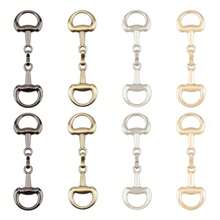 8Pcs 4 Colors Alloy D Ring Snaffle Bit Buckles Horse Bit Buckle Double Bit Buckle For DIY Snaffle Bit Horse Jewelry Loafer Shoes Decoration 72x21x6mm - MixedColor - View 1