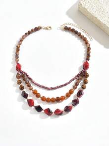 1 hạt nhựa màu đen, nâu, kaki phong cách Bohemian cổ điển thanh lịch, hạt CCB, hạt chấm bi tráng men tự làm, hạt tròn nhựa giả ngọc bích kèm dây kim loại, thích hợp cho áo len, gợi cảm, thường ngày, tiệc tùng, ngày lễ, mặc mọi mùa, ngày lễ tình nhân, lễ tạ ơn, làm quà tặng bạn bè. Màu sắc họa tiết hoa nhựa ngẫu nhiên, mỗi hạt nhựa có một chút vết đúc - Nhiều màu - Xem 3