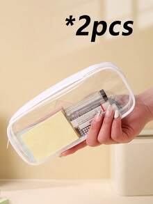 Túi đựng cọ trang điểm bằng PVC trong suốt đơn giản, túi đựng đồ trang điểm mini di động, phụ kiện du lịch, túi đựng mỹ phẩm, túi trang điểm, túi chăm sóc da, túi đựng đồ vệ sinh cá nhân, đồ dùng cần thiết khi đi du lịch, du lịch biển, ký túc xá, quà tặng đám cưới cho phù dâu. - Nhiều màu - Xem 13