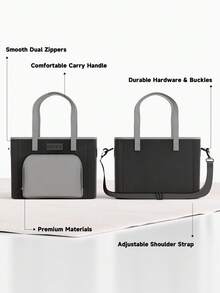 Meoky Insulated Lunch Bag, Large Capacity Adult Lunch Bag With Shoulder Strap And External Storage Compartment, Durable And Lightweight, Ideal For Work, School And Dining Out - Black - View 5