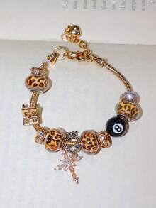 1 件 8 球台球吊饰可调节手链、1 件星形和十字吊饰手链、1 件豹纹和极简主义吊饰手链、可调节情侣手链 - 銀色 - 查看 8