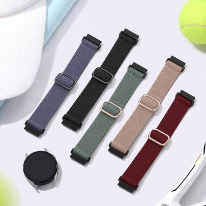 20mm Breathable Woven Strap, Suitable For Sams Ung Galaxy Watch 6/5/4 40mm 44mm/Watch 5 Pro 45mm/Watch 6/4 Classic 43mm 47mm 42mm 46mm/Active 2/Active/Watch 3 41mm/Hua Wei Watch GT3/Huami Amazfit GTS 3/Garmin Elastic And Stylish Sports Strap, Solid Color Replacement Strap, Perfect For Outdoor Sports And Daily Wear