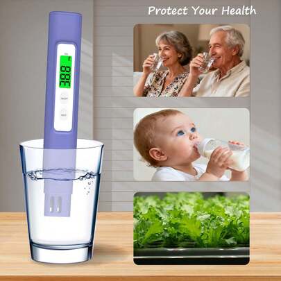 NJTY Medidor de calidad de agua TDS portátil - Pantalla LCD digital, alimentado por batería, medición de precisión para acuarios y piscinas y agua potable doméstica y mascotas