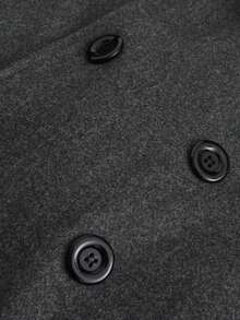 Men Tweed Pea Coat Casual Solid Color Warm Long Sleeve Double Breasted Winter Cardigan For Streetwear Outerwear - 深灰色 - 查看 4