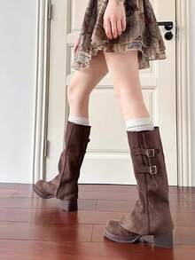 新款女士冬季短靴，可拆卸长靴，厚底粗跟，适合娇小身材