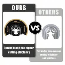 3PCS Titanium Oscillating Saw Blades, 88mm Semi Circle Bi - Metal Universal Multitool Blades, Quick Release Multi Blades Kits Wood, Metal Pipe, Nail, Drywall, PVC - Black & Gold - View 8