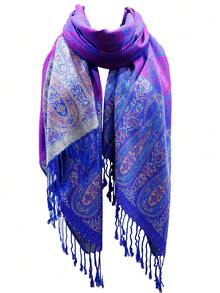 1pc Women's Fashionable Silk Scarf, Luxurious Satin Shawl, Cashmere Wrap,Beach,Holiday,Accessories,Travel Essential - Purple - View 14