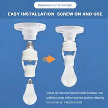 Motion Sensor Light Socket, Battery-Free, With PIR Sensor - Auto On/Off, Adjustable Delay/Sensor Mode, Compatible With E27 Smart Switch Lamp Adapter, Durable Structure, Easy Installation, Suitable For Living Room, Kitchen, Bedroom, Basement, Pantry, Closet, Garage - White - View 9