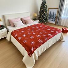 圣诞主题轻薄毛毯，法兰绒材质，230克/平方米，居家保暖毯，舒适盖毯，沙发毯，睡眠毯 - 酒紅色 - 查看 9