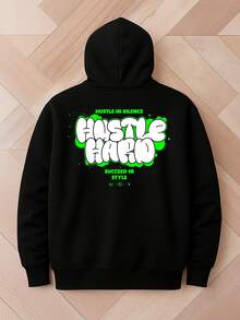 Hustle Black Funny Hoodies Polyester Men Autumn And Winter Season Cool Hoodies , Funny Hoodies , Sweatshirt Suitable For Campus Wear, Party Gathering, Daily Wear, A Good Choice - Black - View 1