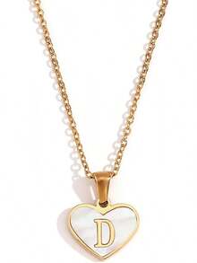 Collar de Mujer de Letra Inicial Collares para Mujer con Alfabeto A-Z, Collar con Inicial Diseño de Corazón de Acero Inoxidable Regalo para Mujeres - Letra D - Ver 12