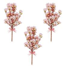 6Pcs Artificial Silk Cherry Blossom Flower Artificial Cherry Blossom Branches For DIY Wedding Bouquets Home Japanese Decor(Pink),Pink - 粉色 - 查看 3