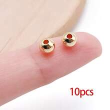10/30 piezas Cuentas redondas de cobre sólido para hacer joyas, espaciadores, bolas lisas, cuentas sueltas sin costuras con agujeros para pulseras apilables, artesanía de 3/4/5/6 mm - Multicolor - Ver 16