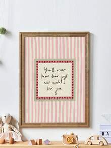 Tranh canvas treo tường 1 tấm, thích hợp cho phòng trẻ em, "Em yêu, em sẽ không bao giờ biết anh yêu em nhiều đến thế nào." Trang trí phòng bé màu hồng và xanh lá cây, tranh tường sọc ấm áp, thích hợp cho phòng trẻ sơ sinh - Sản phẩm in vật lý - Áp dụng cho: Trang trí phòng trẻ em, trang trí phòng trẻ sơ sinh, trang trí phòng chơi, trang trí trường mẫu giáo, trang trí phòng bé trai/bé gái, chống thấm nước. Quà tặng trang trí tiệc, thích hợp cho sinh nhật bé gái, phòng ngủ bé gái, đồ dùng cho bé, quà tặng bé trai, trang trí phòng trẻ sơ sinh. - Nhiều màu - Xem 1