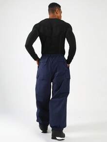 1pc Unisex Winter Outdoor Ski Pants, Suitable For Skiing, Mountaineering And Other Outdoor Activities, Machine Washable, Reinforced Structure, Functional Ski Pants, Durable Snow Gear - Navy Blue - View 7
