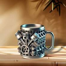 V6/V8 Engine Stainless Steel Coffee Mug, 3D Metal Mechanical Car Engine Water Cup, Unique Automotive Enthusiast Gift For Fathers Day, Novelty Collectible Mug For Car Guys & Mechanics, Perfect For Hot/Cold Beverages - V6 - 查看 5