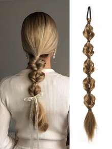 1 peluca con coleta de 20 pulgadas, trenza de burbuja para mujer, trenza retorcida teñida naturalmente, rastas, una trenza de linterna con coleta. - Multicolor - Ver 15