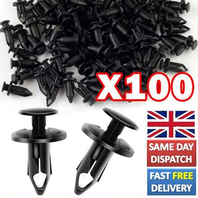 100Pcs Black Longer Premium Trim Panel Fixing Clips Carpet Lining Universal UK