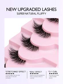 9 Pairs Half Eyelashes Clear Band Lashes Short Lashes Wispy Cat Eye False Eyelashes Soft 3d Faux Mink Eyelashes Volume Natural Look Faux Mink Lashes Makeup Tools For Everyday(F27) - Black - View 3