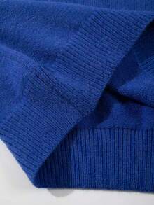 Unisex Casual Crew Neck Long Sleeve American Flag Knit Sweater, Versatile For Winter - Royal Blue - View 7